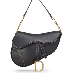 Christian Dior Black Leather Saddle Bag